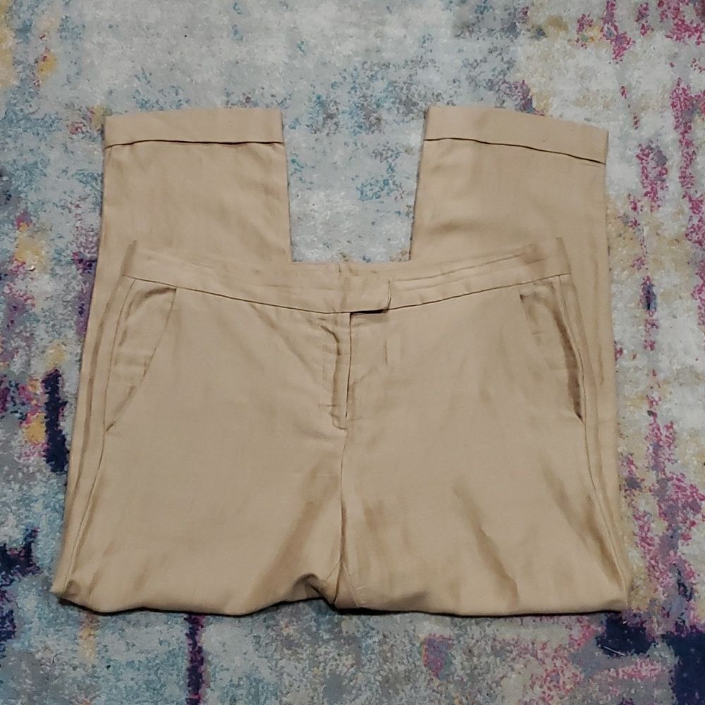 Maggie Ward Linen & Cotton Cropped Pants in Tan Size 10